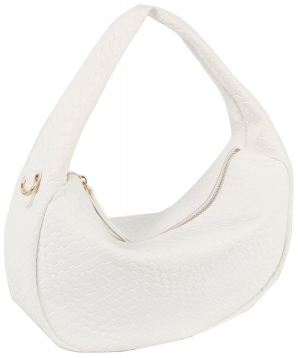 Embossed Woven Shoulder Bag Hobo LH131-Z WHITE